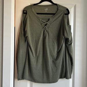 Olive Green Exposed Shoulder Top